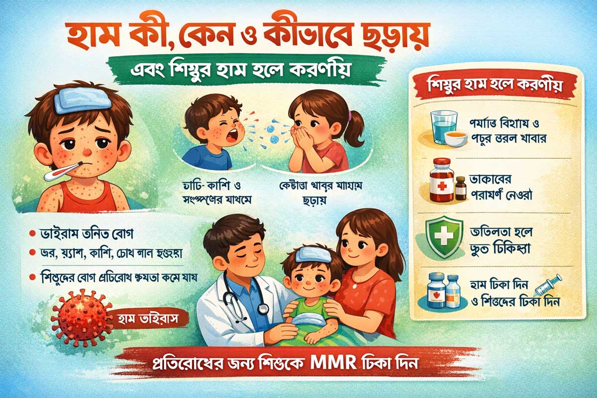 হাম কী, কেন ও কীভাবে ছড়ায় এবং শিশুর হাম হলে করণীয় জানাচ্ছেন শিশুরোগ বিশেষজ্ঞ